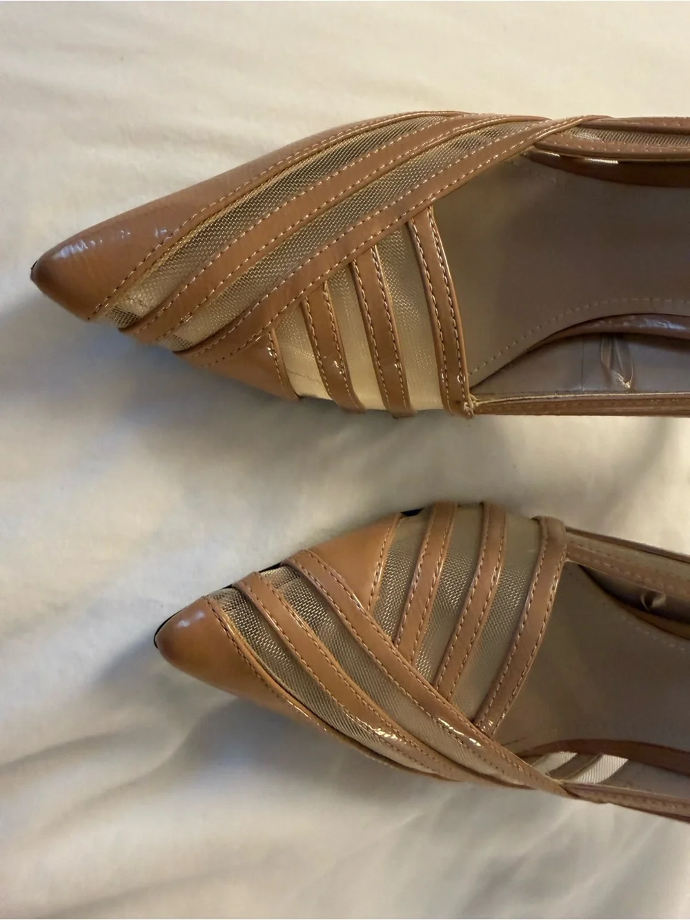 ZARA Brown Strappy Pointed-Toe Leather Pumps